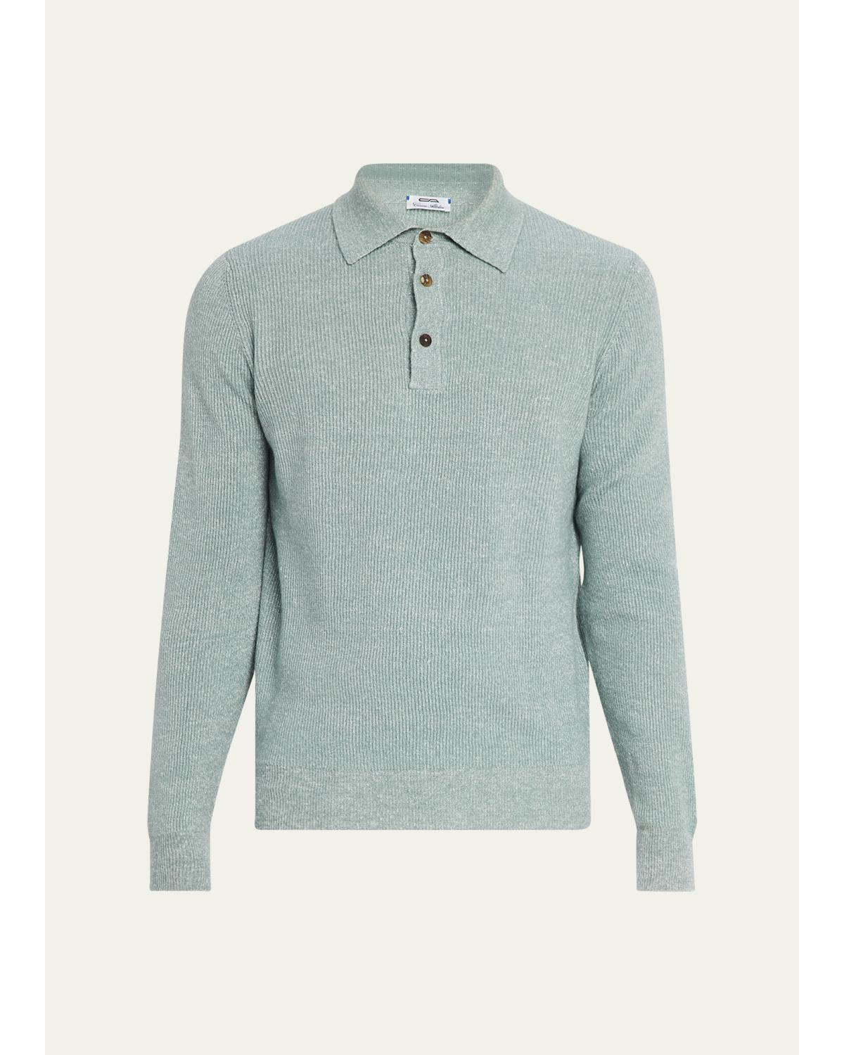Men'S Cashmere Rib Polo Sweater
