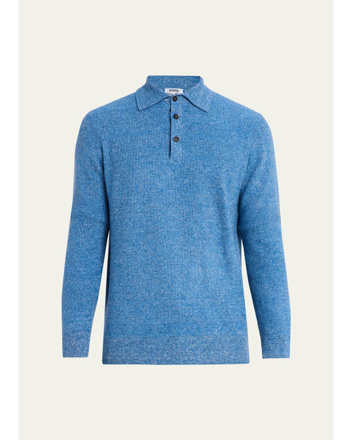 Men'S Cashmere Rib Polo Sweater