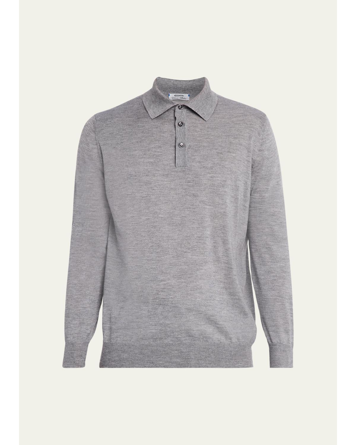 Men'S Solid Cashmere Polo Sweater
