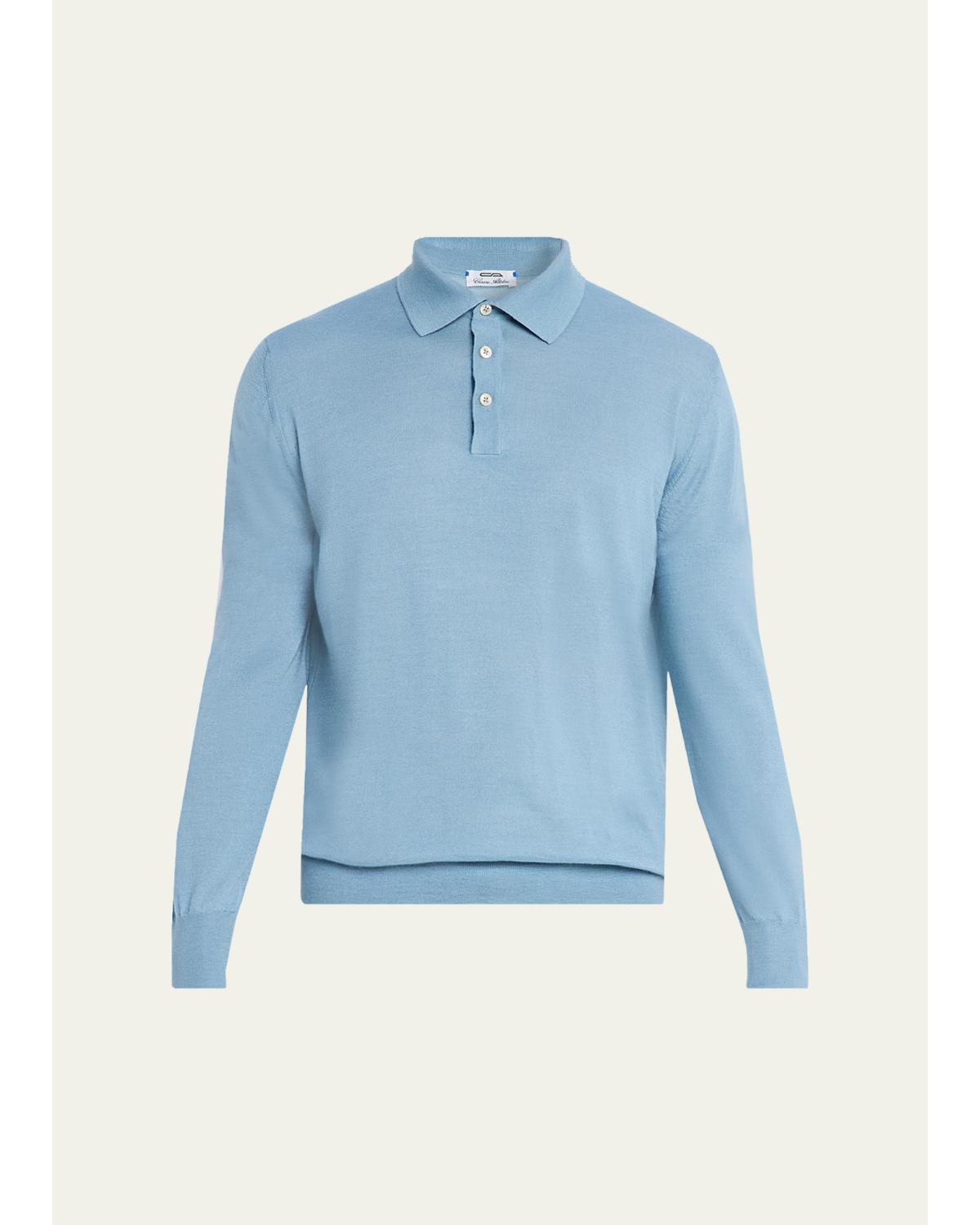 Men'S Solid Cashmere Polo Sweater