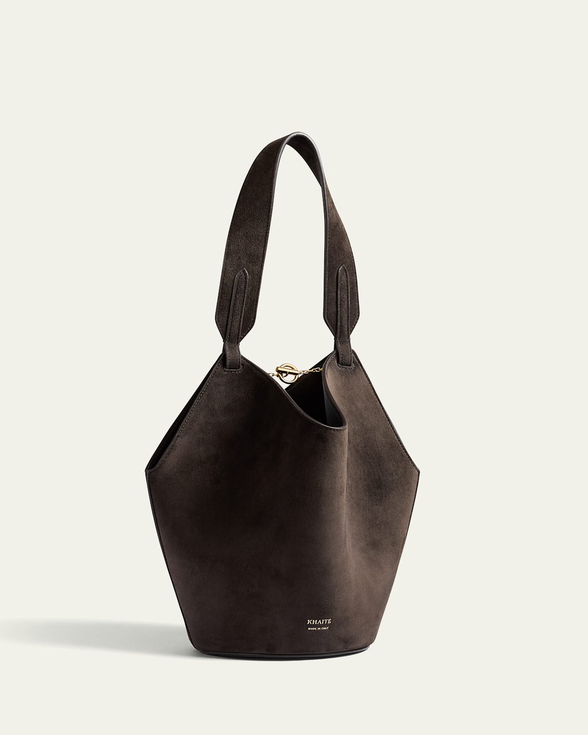 Khaite Lotus Mini Suede Tote Bag In Brown