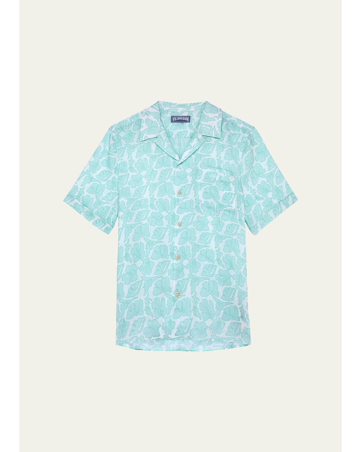 Men'S Seashells Linen Short-Sleeve Shirt