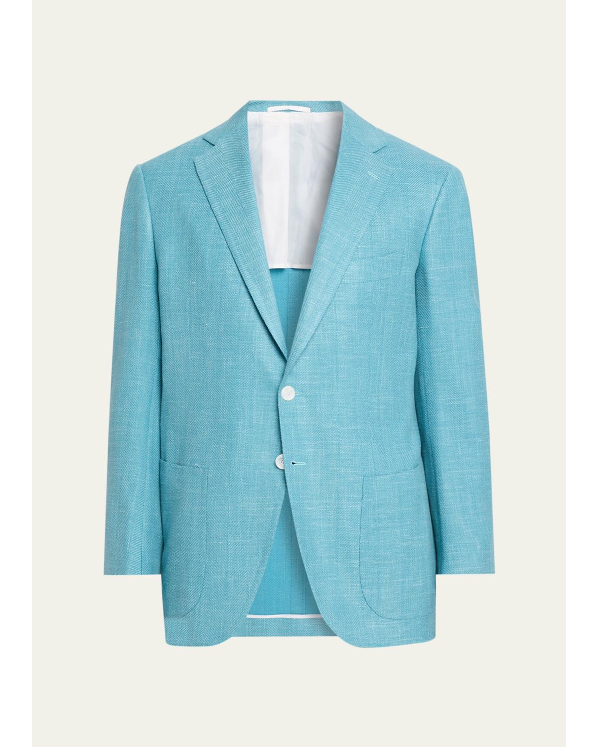 Men'S Herringbone Patch Pocket Single-Breasted Sport Coat