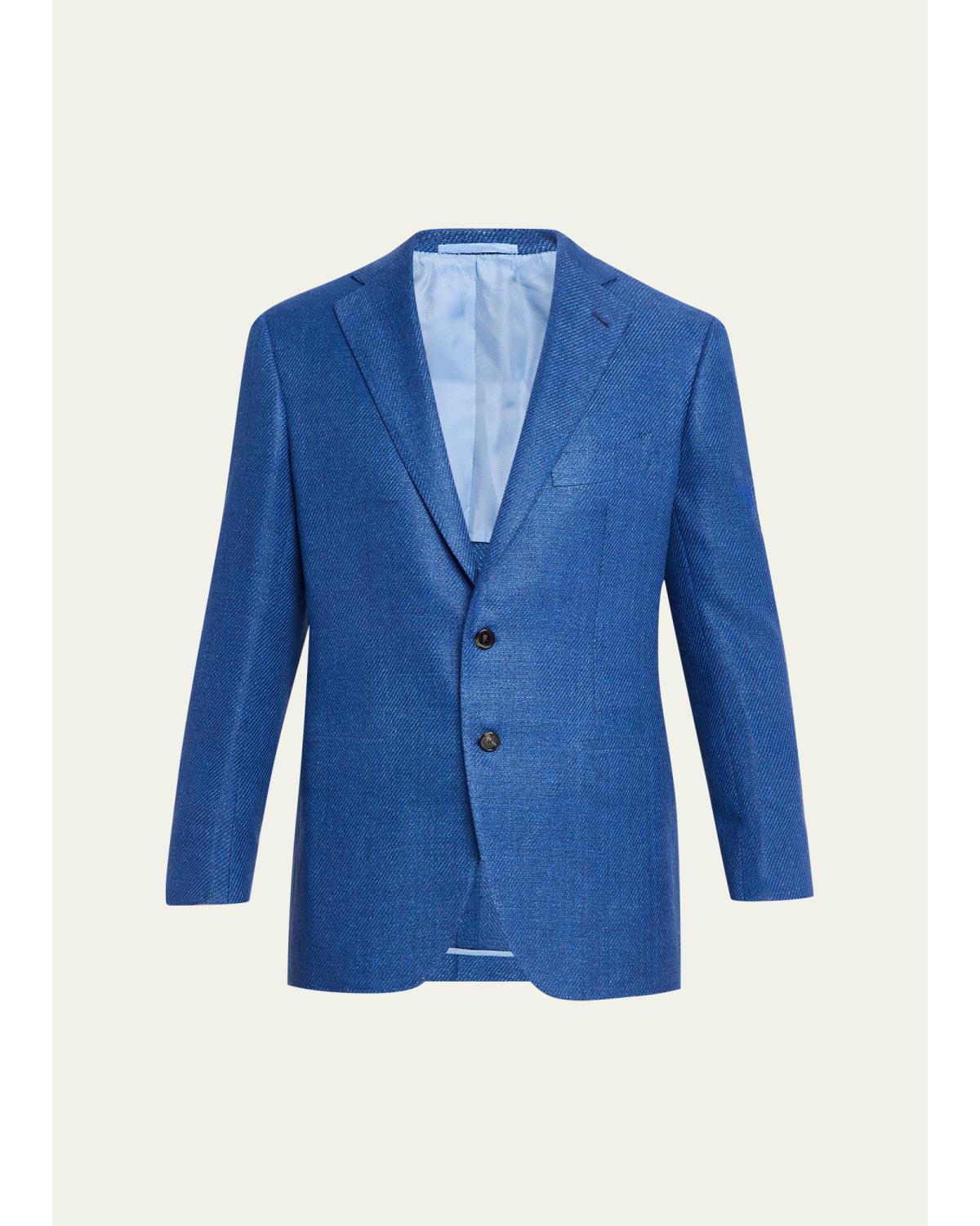 Men'S Tonal Herringbone Two-Button Jacket