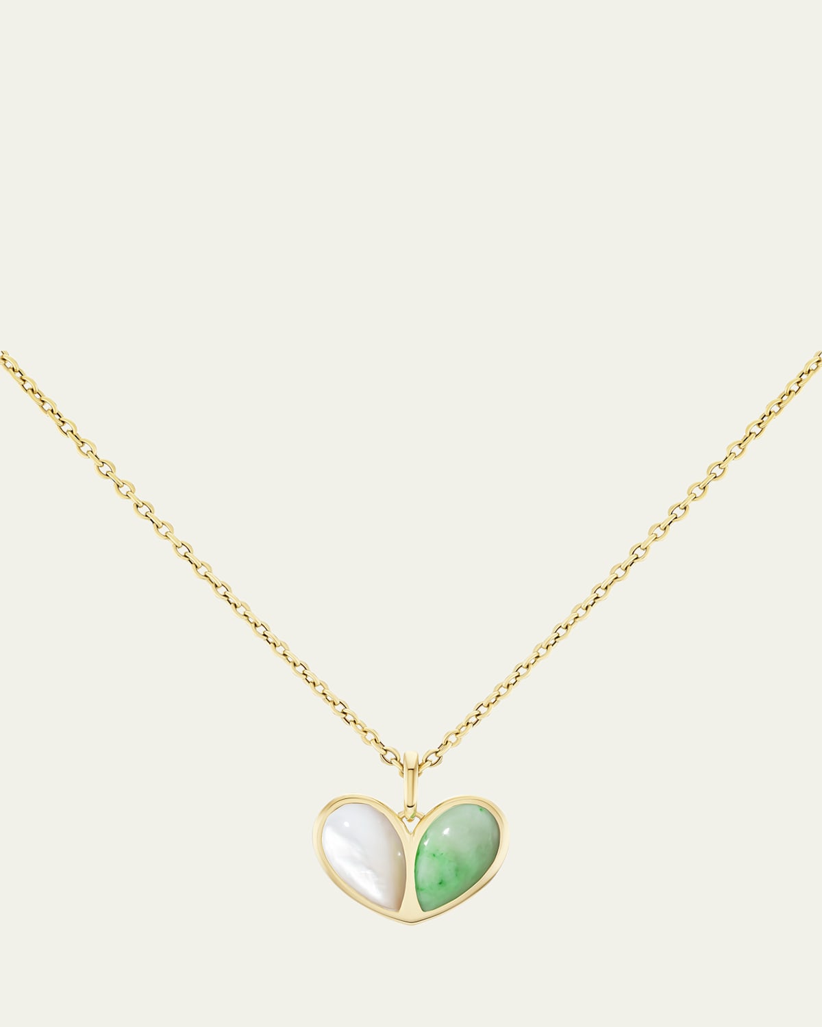 Gemella Jewels 18K Yellow Gold Sweetheart Mother of Pearl and Jade Necklace