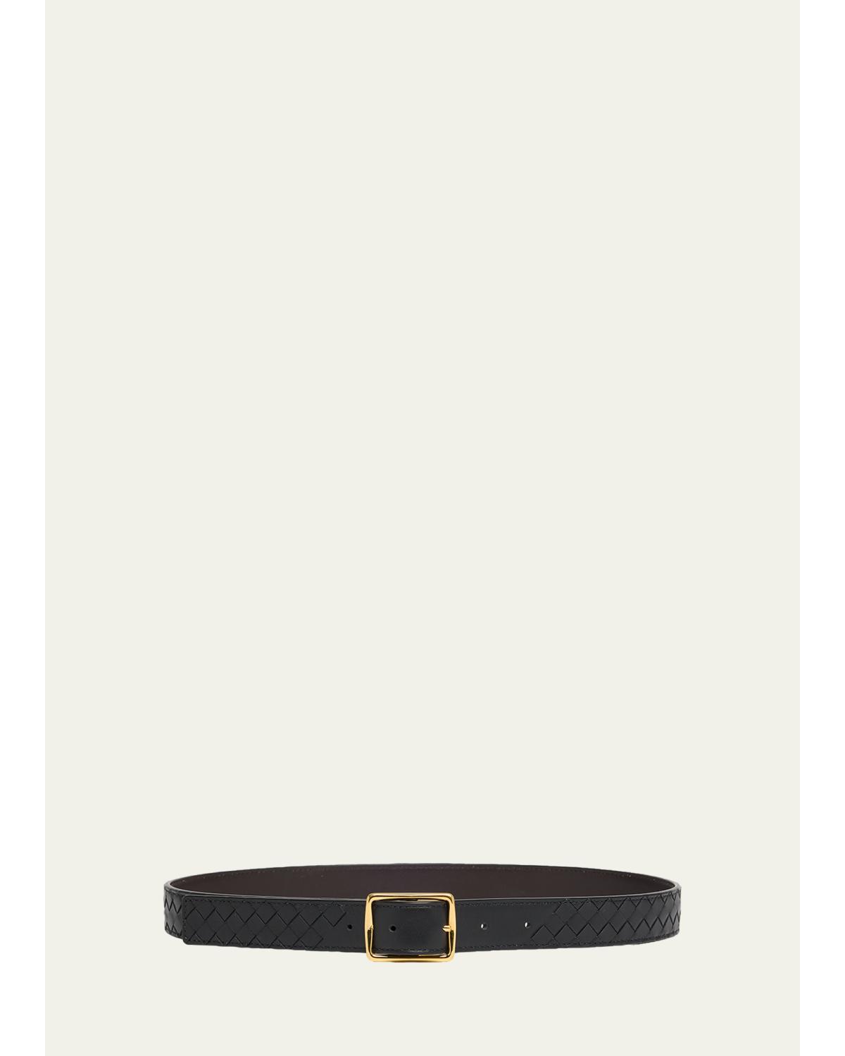 Reverso Intrecciato Calfskin Leather Belt