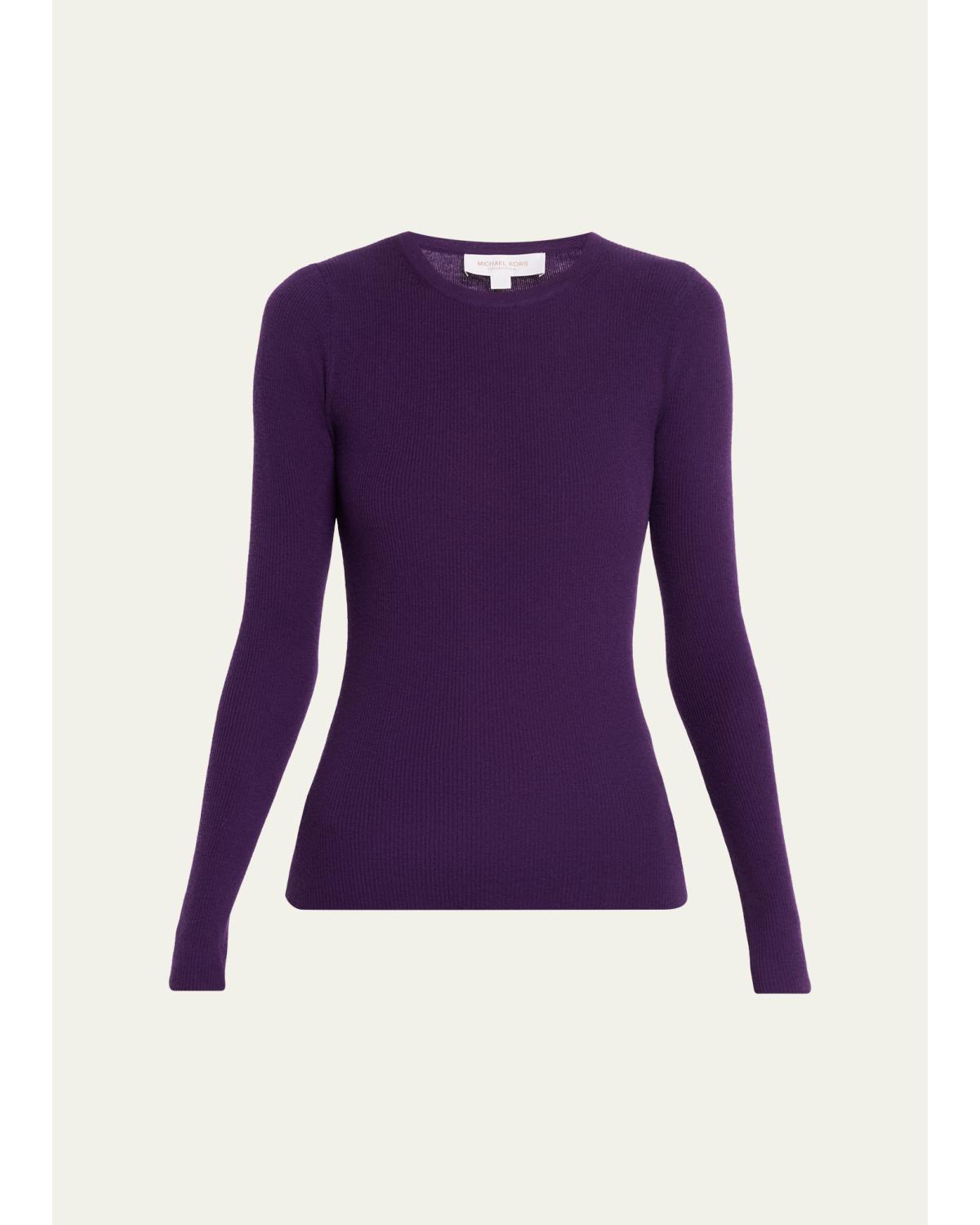 Hutton Ribbed Crewneck Cashmere Pullover