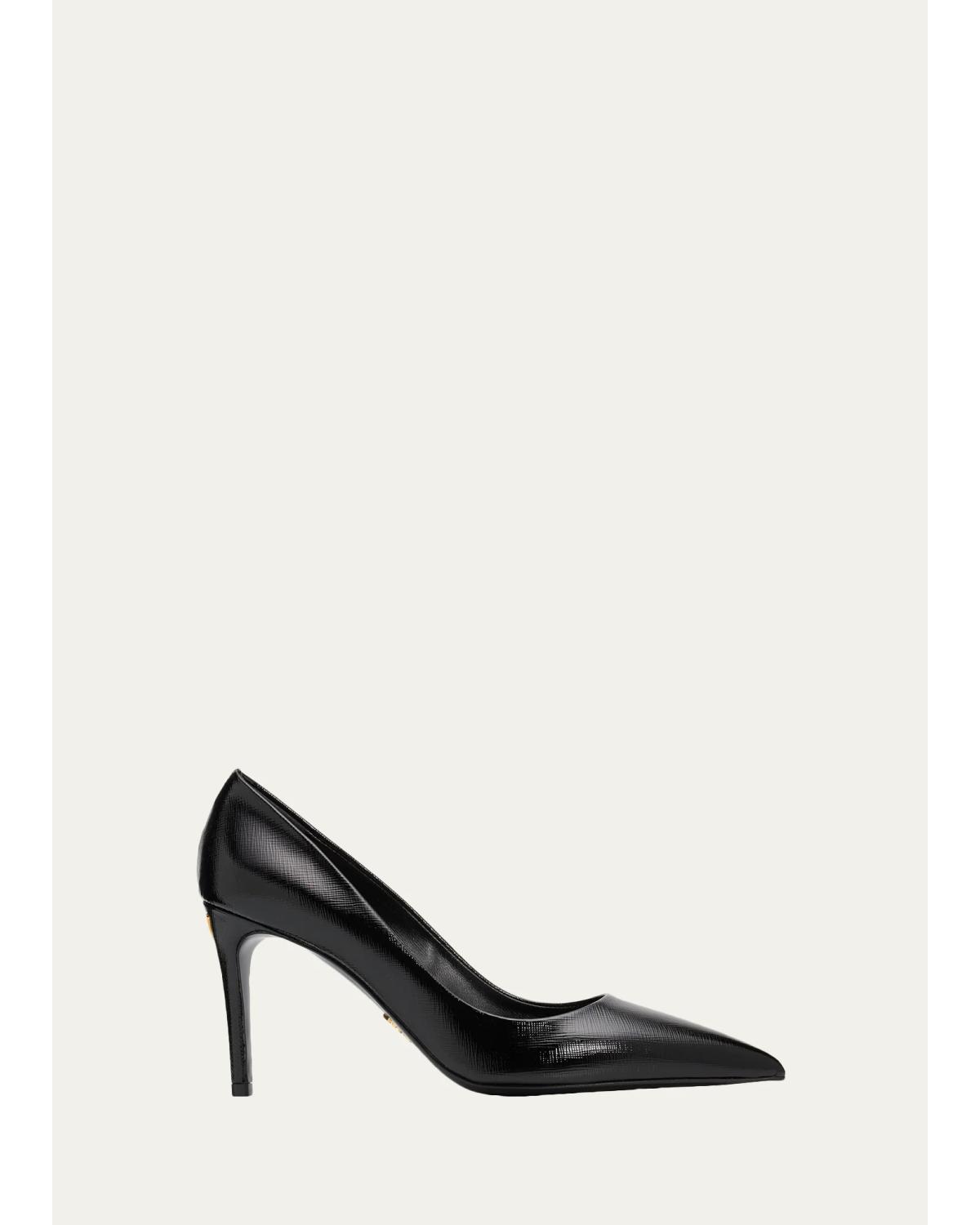 85mm Vernice Saffiano Leather Pumps
