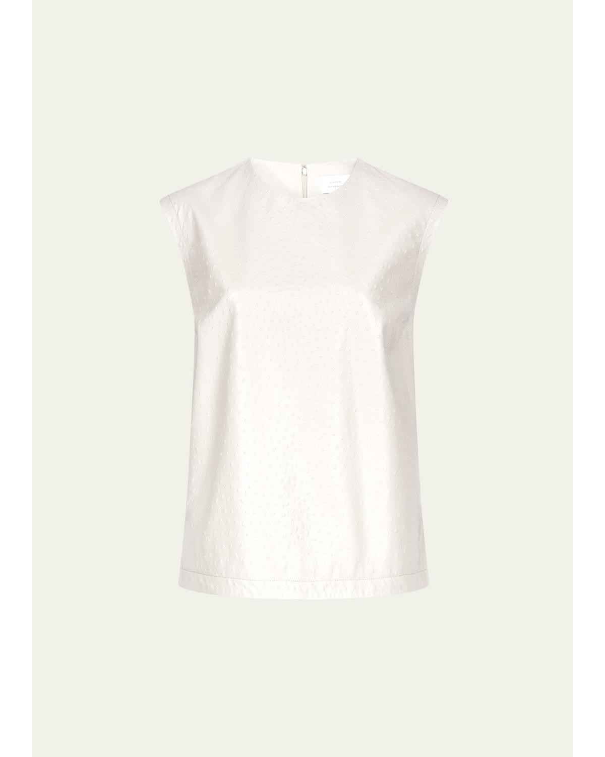Fiza Ostrich-Embossed Leather Sleeveless Top