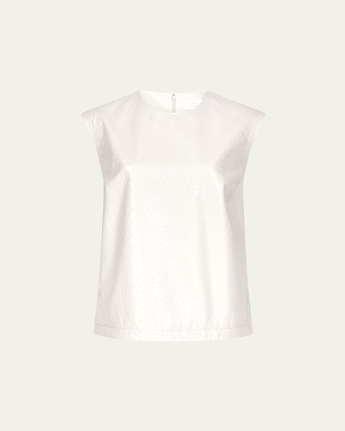 Loulou De Saison Fiza Ostrich-Embossed Leather Sleeveless Top