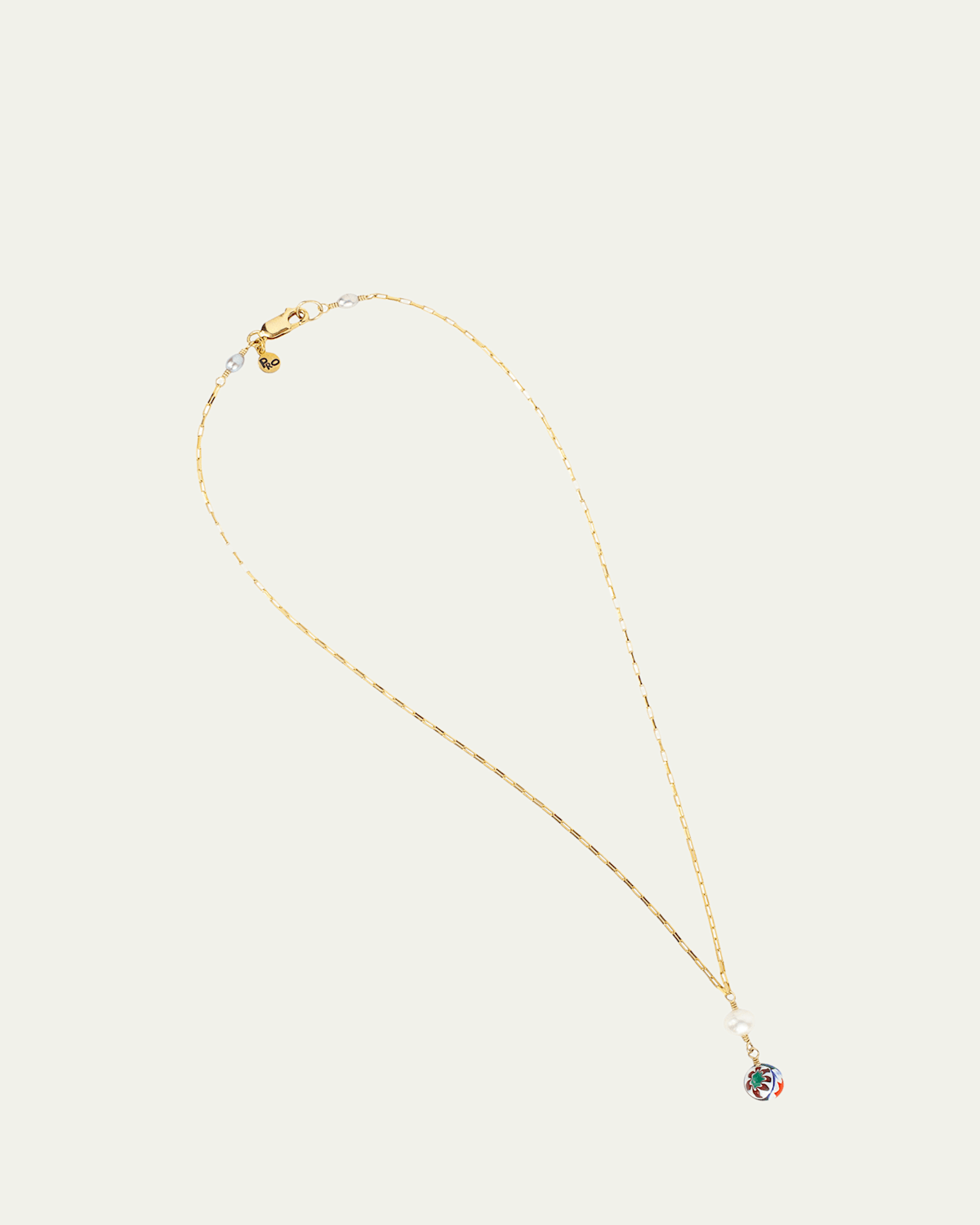 Presley Oldham Orbit Necklace with Pearls and Glass Pendant