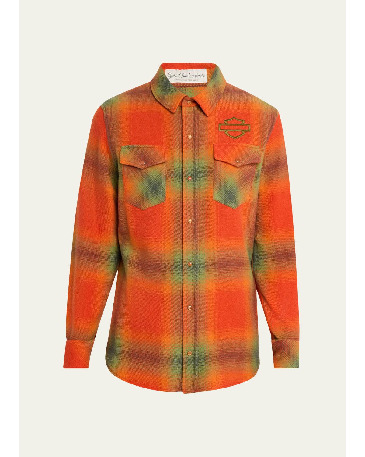 X Harley-Davidson Men'S Plaid Cashmere Button-Down Shirt