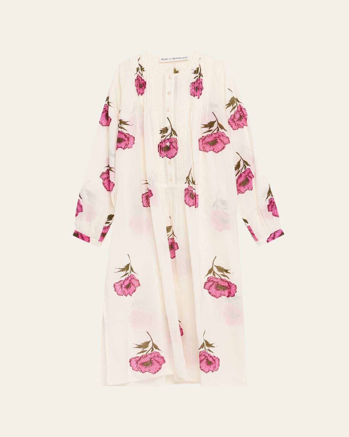 Alix Of Bohemia Nyxe Fuchsia Poppy Midi Dress In White