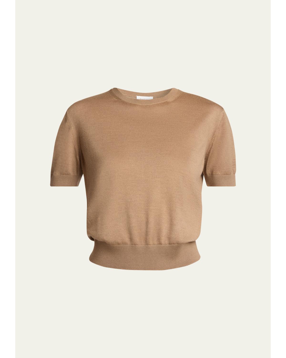 Wool-Cashmere Short-Sleeve Top