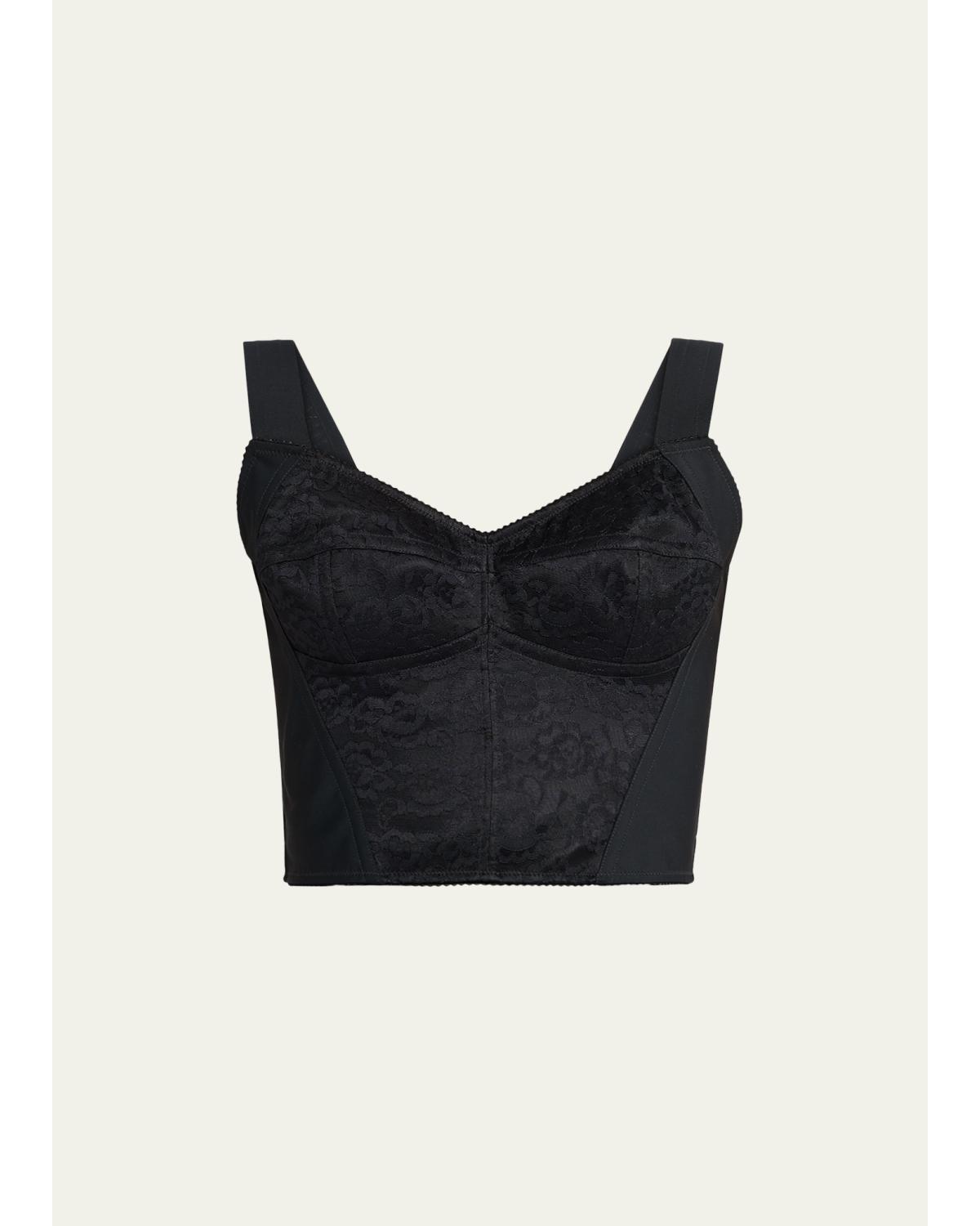Lace Jacquard Crop Bustier Top