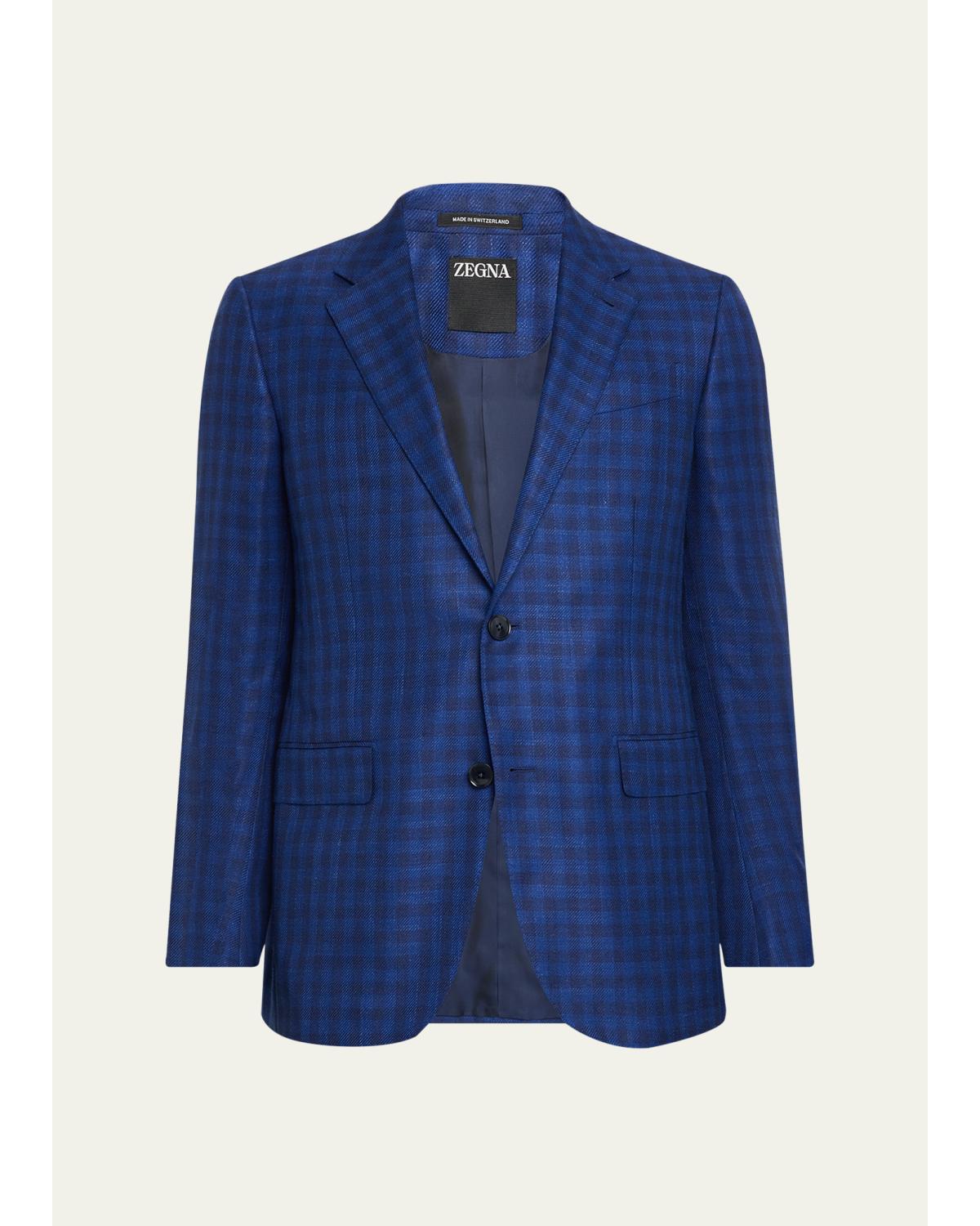 Men'S Gingham Check Single-Breasted Sport Coat