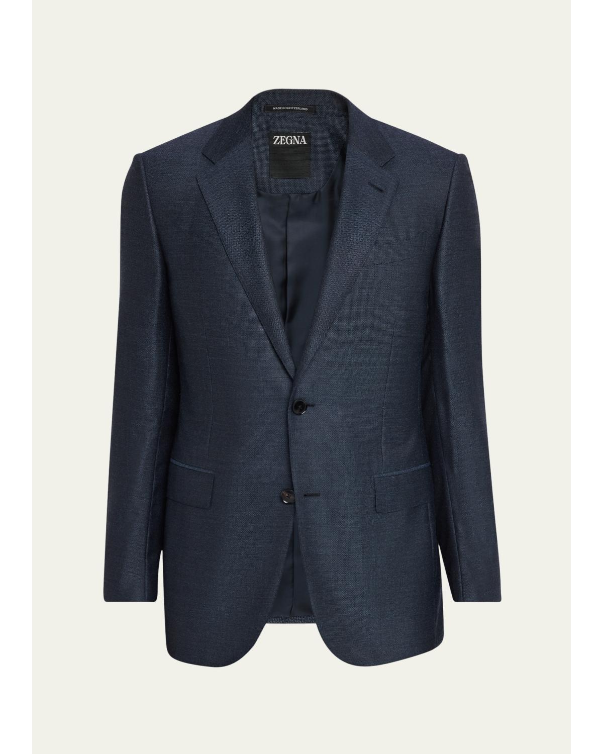 Men'S Micro-Woven Cashmere And Silk Two-Button Sport Coat