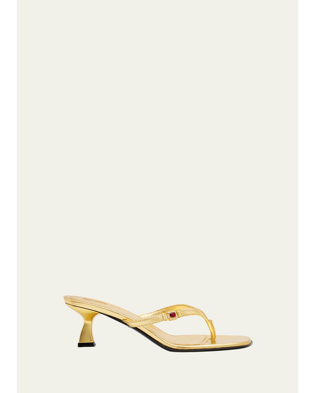 Kitten-Heel Thong Sandals