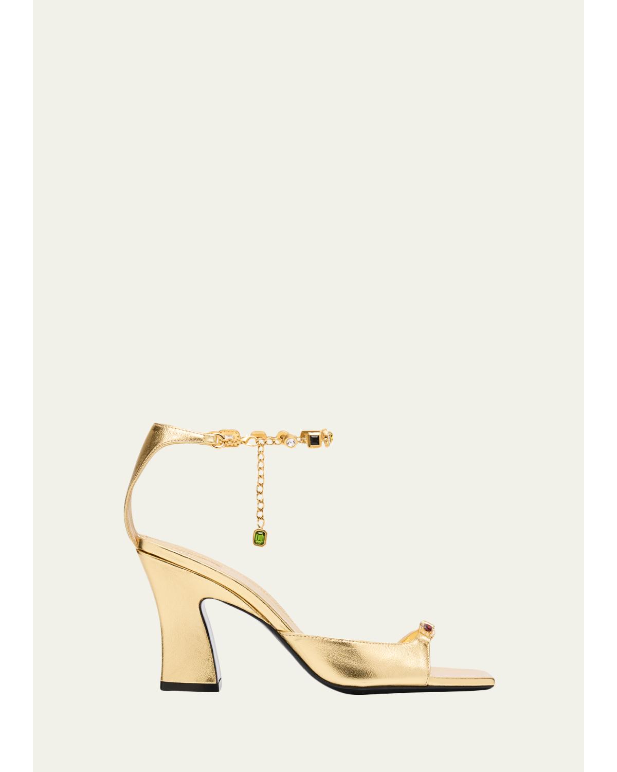 Nodstalgia Gemma Metallic Leather Ankle-Strap Sandals
