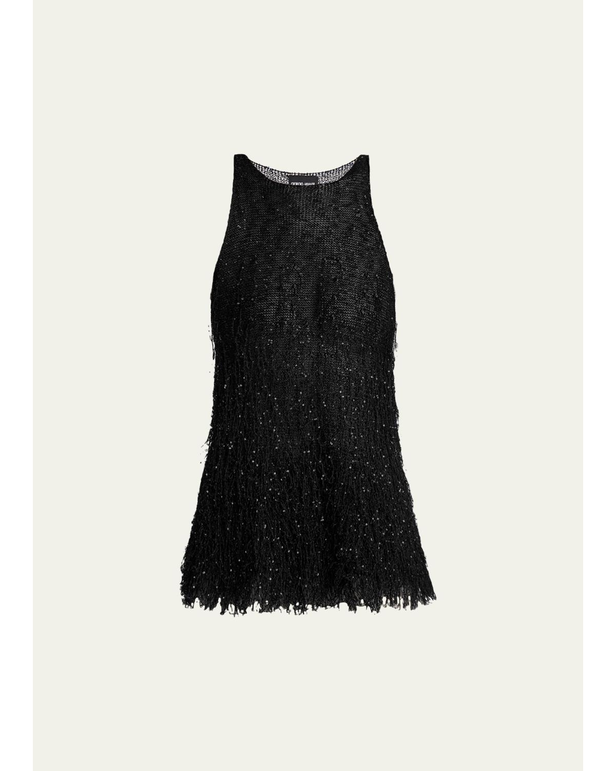 Sleeveless Beaded Fringe Top