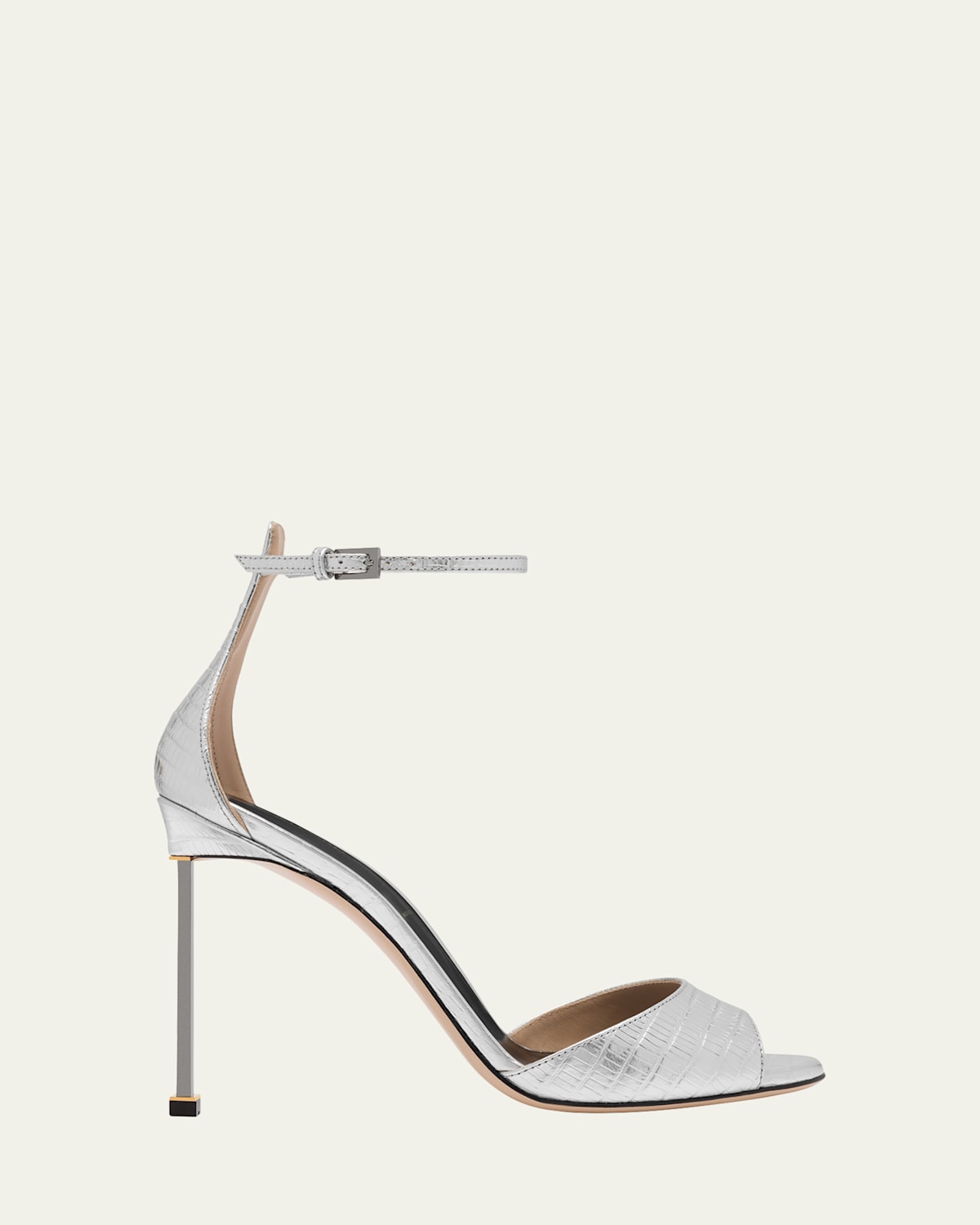 TOM FORD 105mm Embossed Metallic Leather Ankle-Strap Sandals
