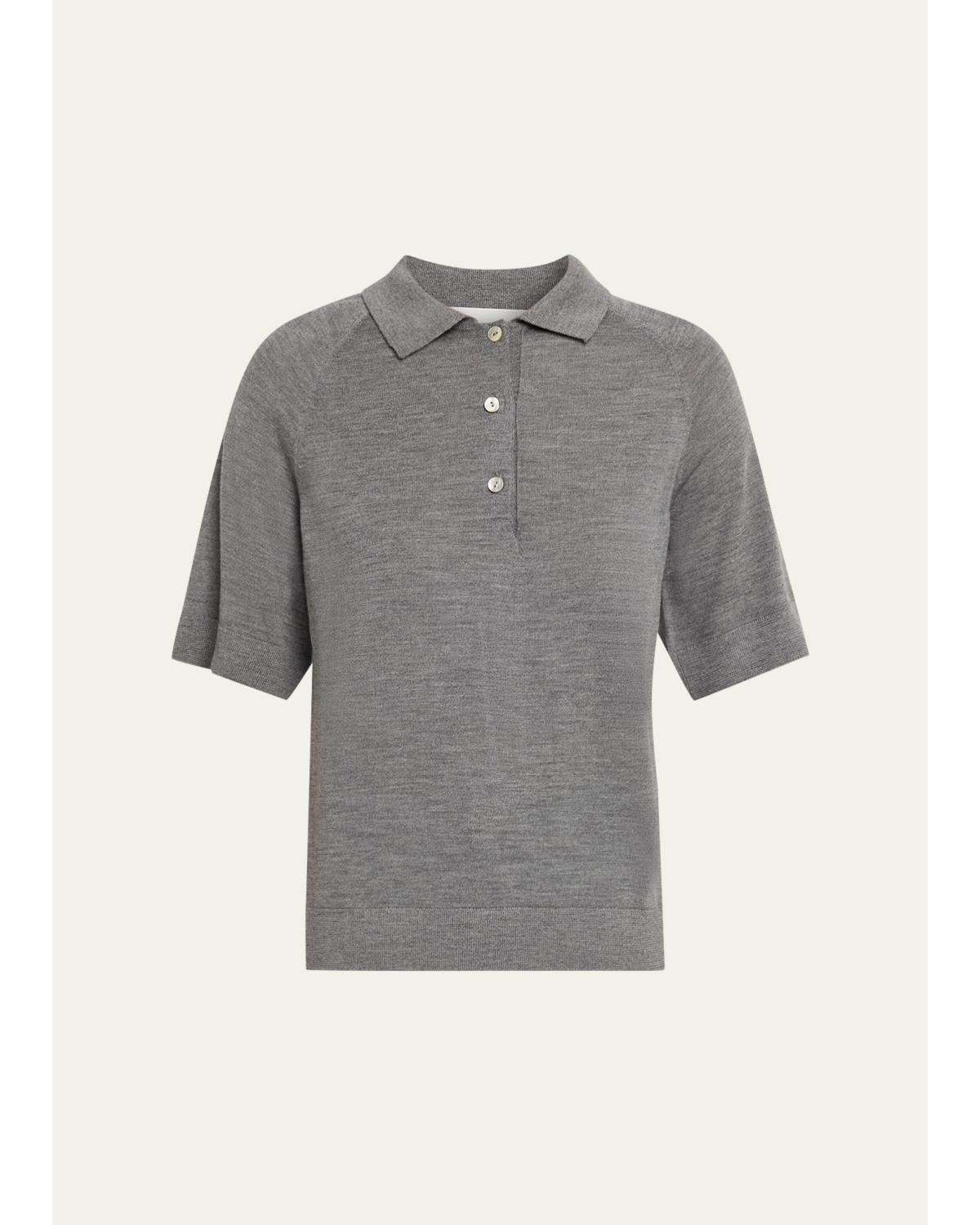 Cashmere-Silk Polo Top