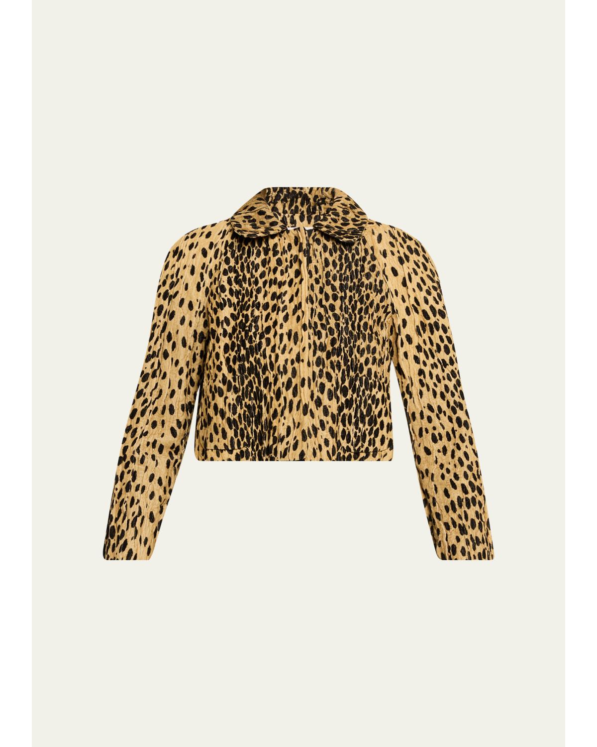 Pixie Cheetah-Print Velvet Crop Jacket