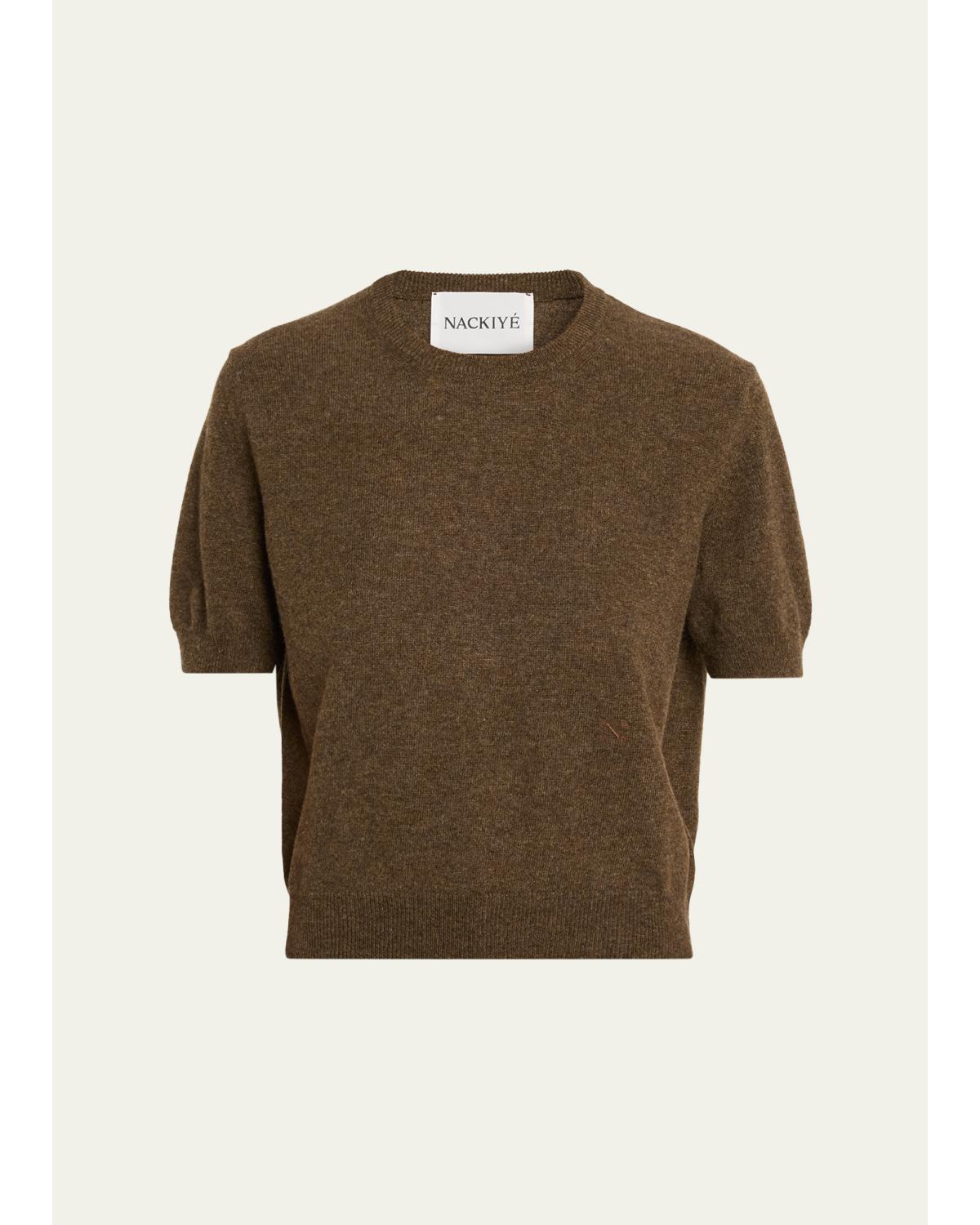 Pearl Cashmere Short-Sleeve Sweater