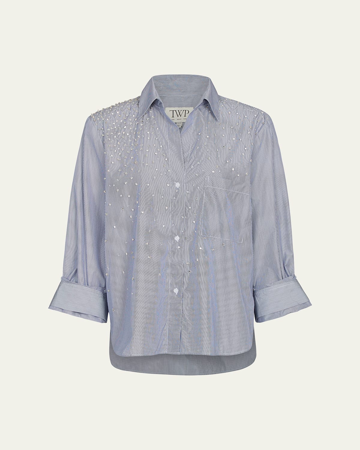 TWP Next Morning Shirt with Crystals in Baroness Stripe