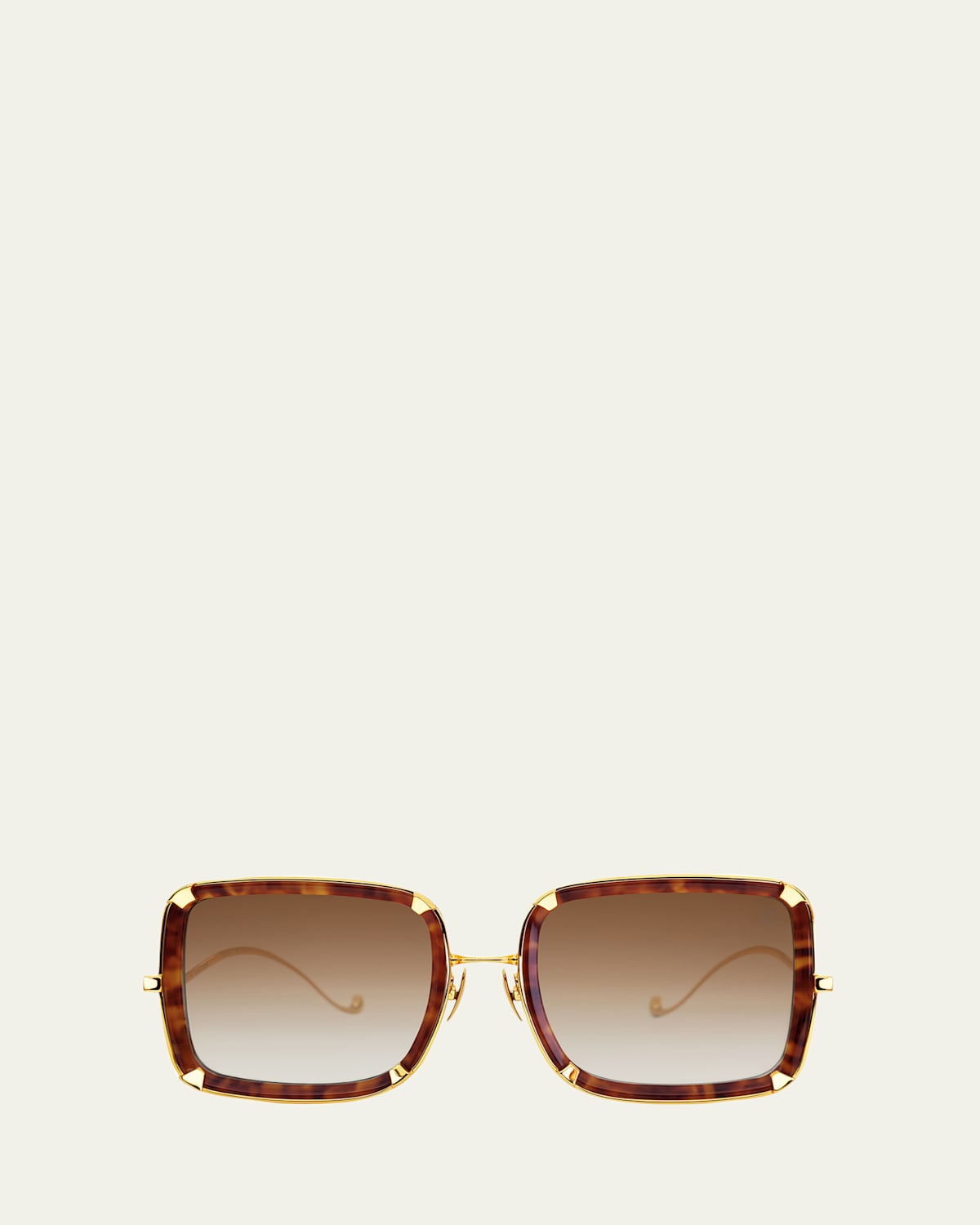 Anna-karin Karlsson White Moon 24k Gold-plated & Acetate Square Sunglasses In Maple Tortoise
