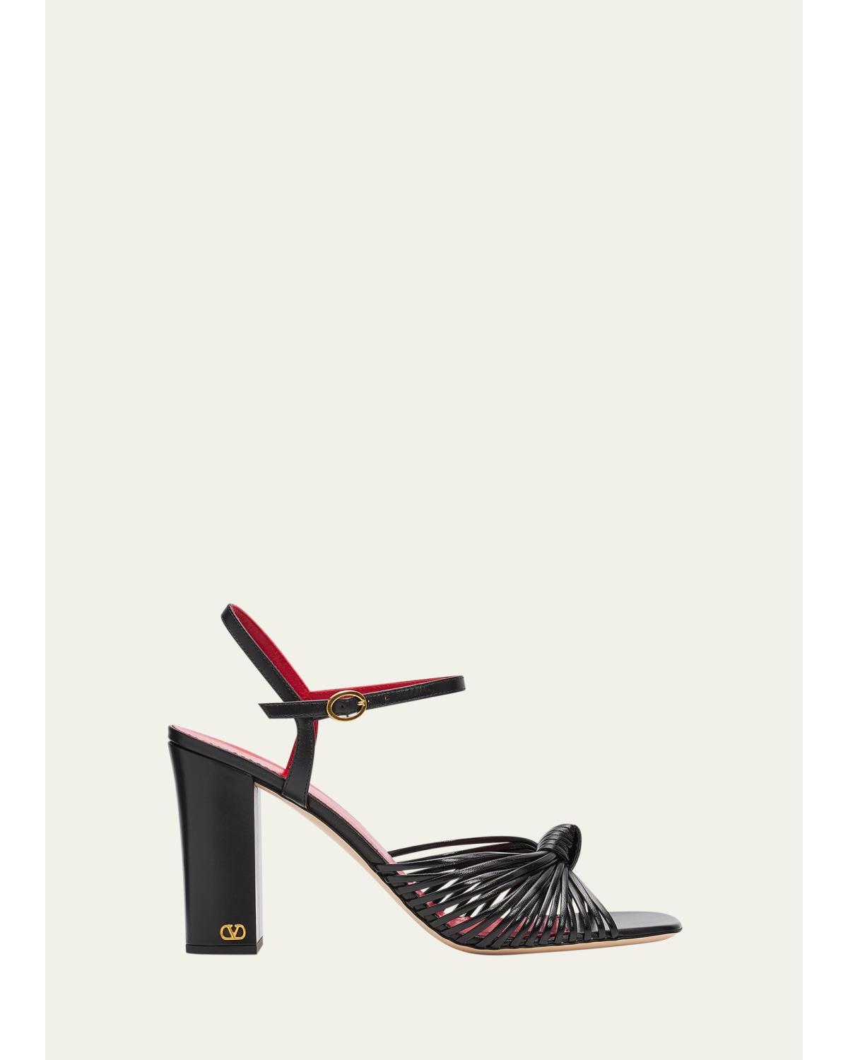 90Mm Vlogo Anne Leather Block-Heel Sandals