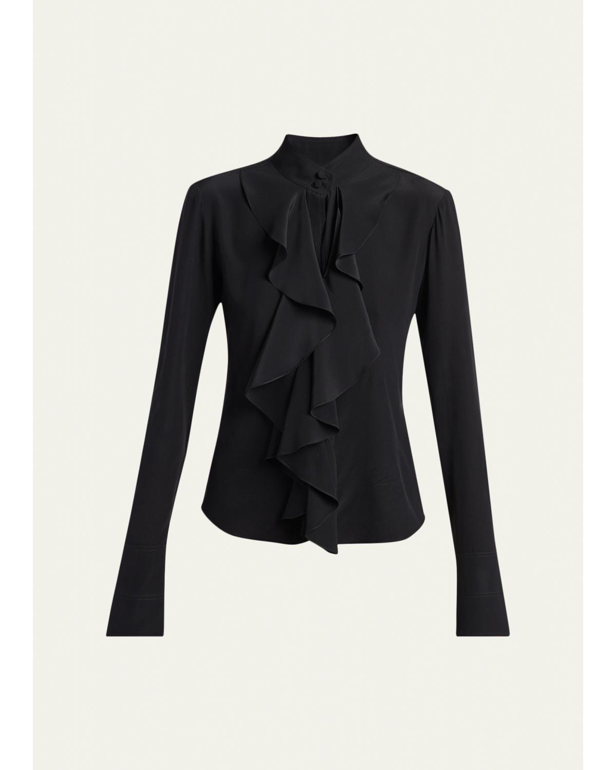 Ruffle Crepe De Chine Shirt