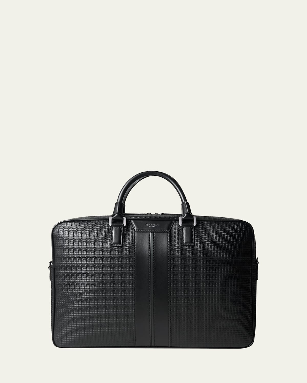 Serapian Men's Slim Stepan Canvas and Leather Briefcase