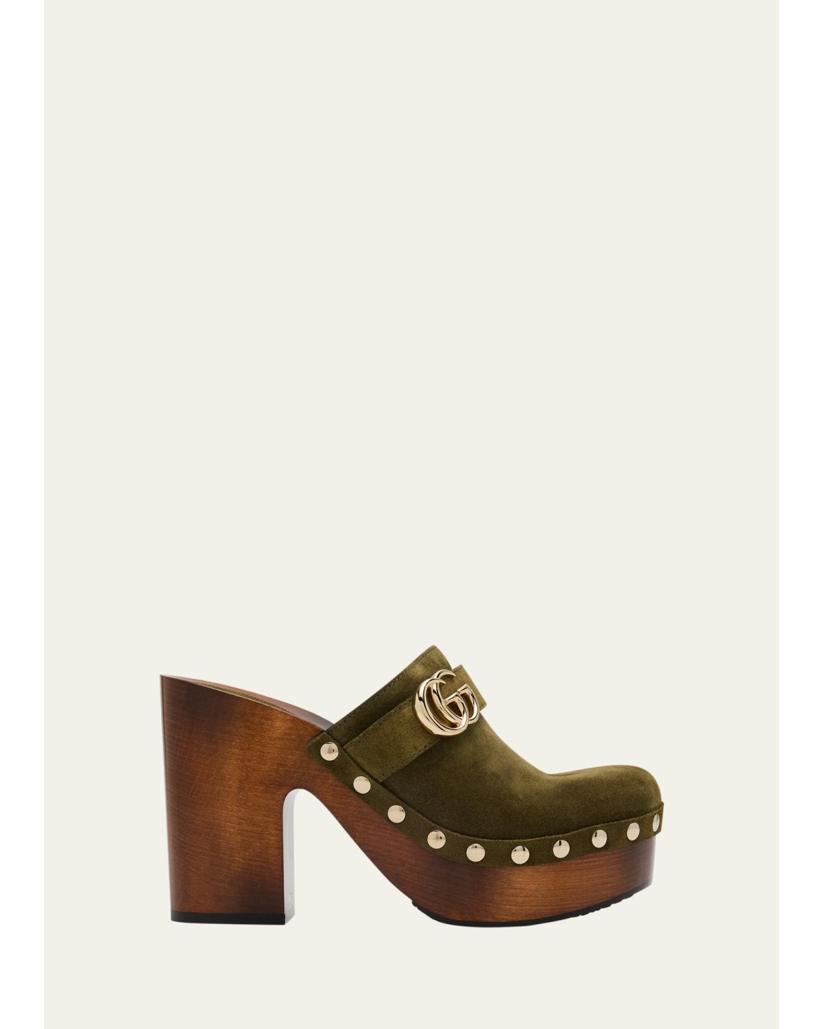 Marmont GG Suede Platform Clogs