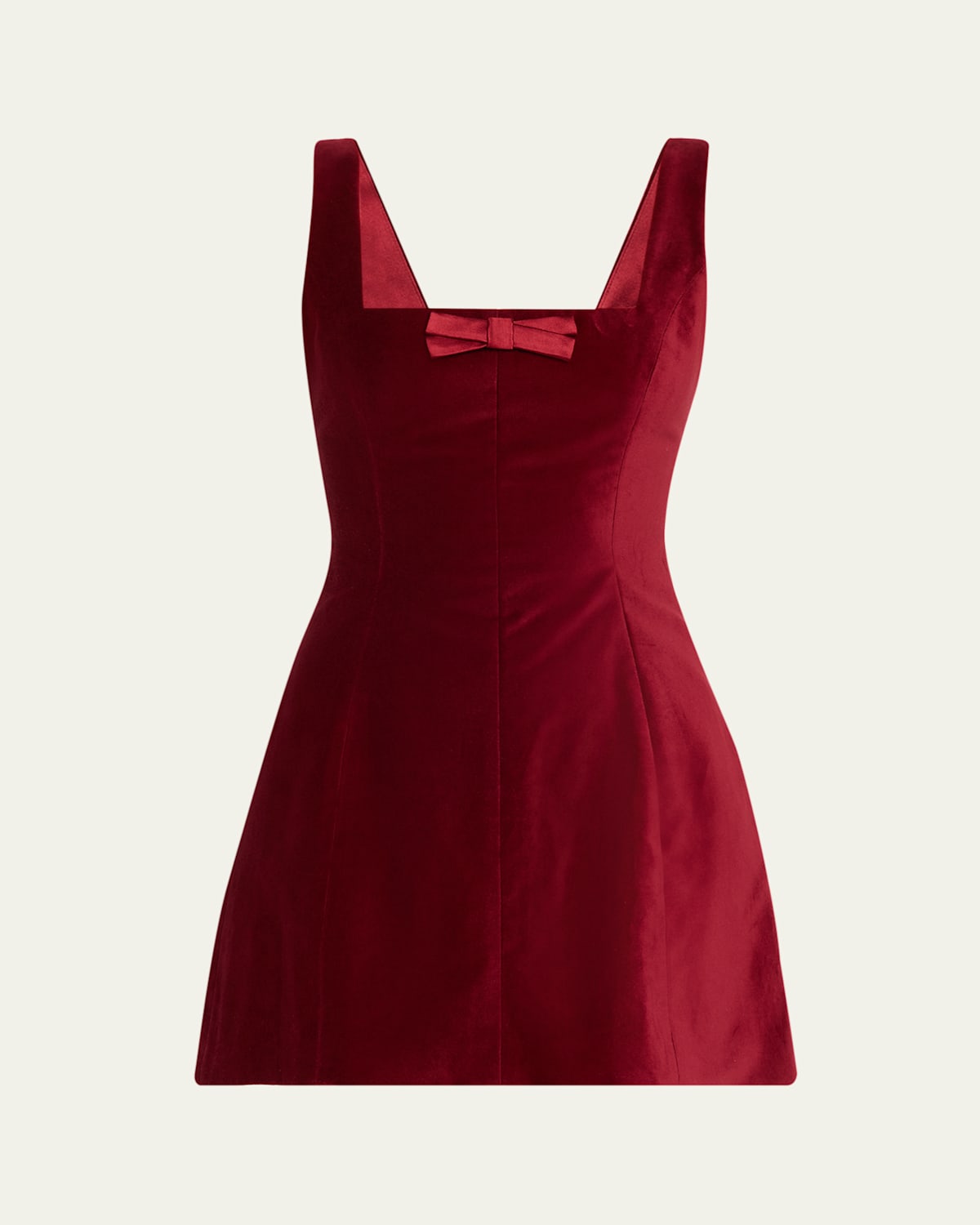 Markarian Jeanine Bow Square-neck Velvet Mini Dress In Burgundy