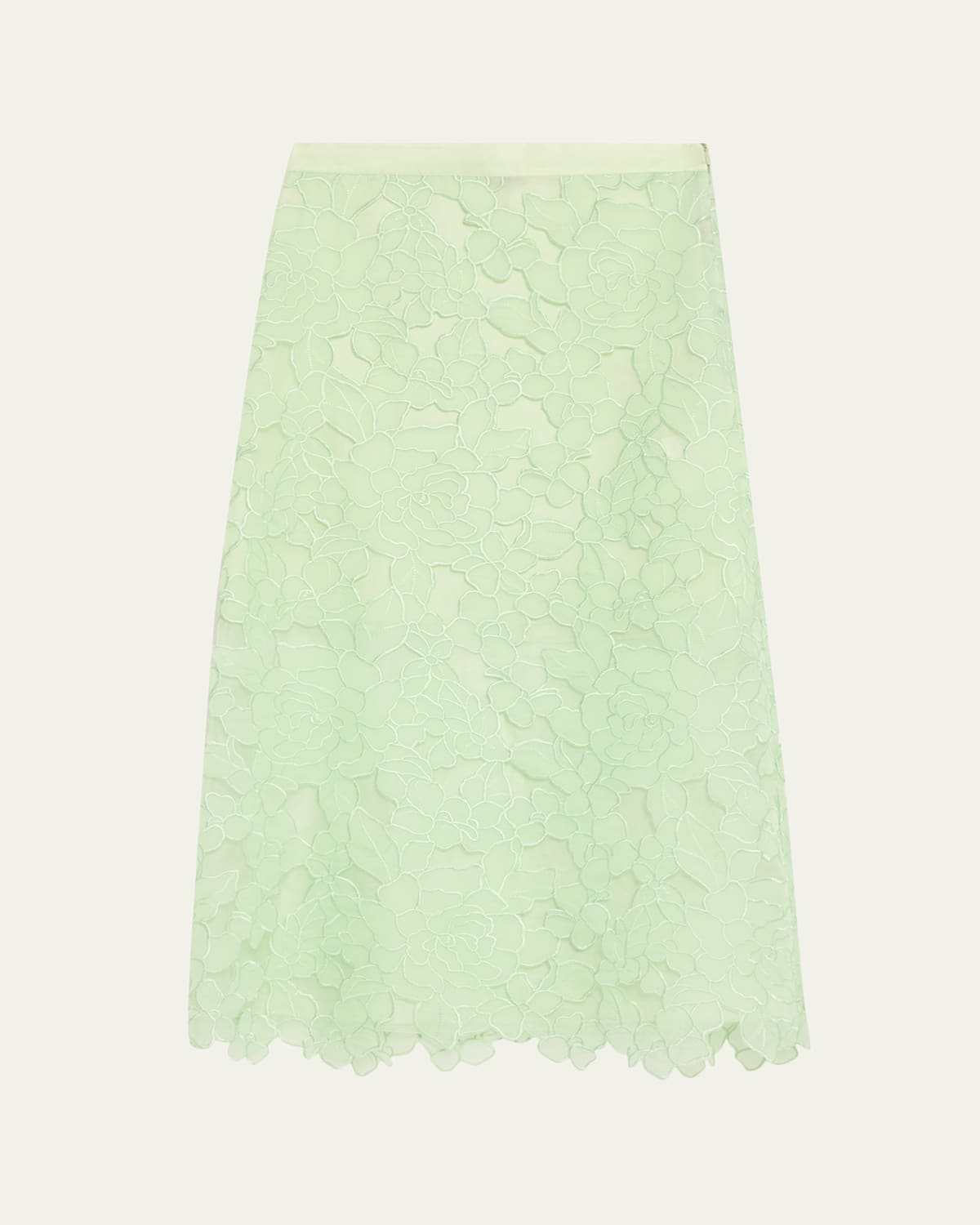Kiton Floral Embroidered Applique Midi Skirt In Green