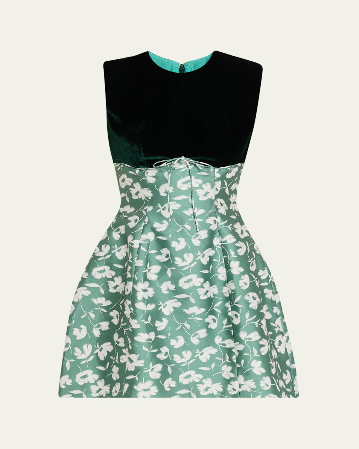 Markarian Jolie Velvet Empire-waist Floral Brocade Mini Dress In Multi