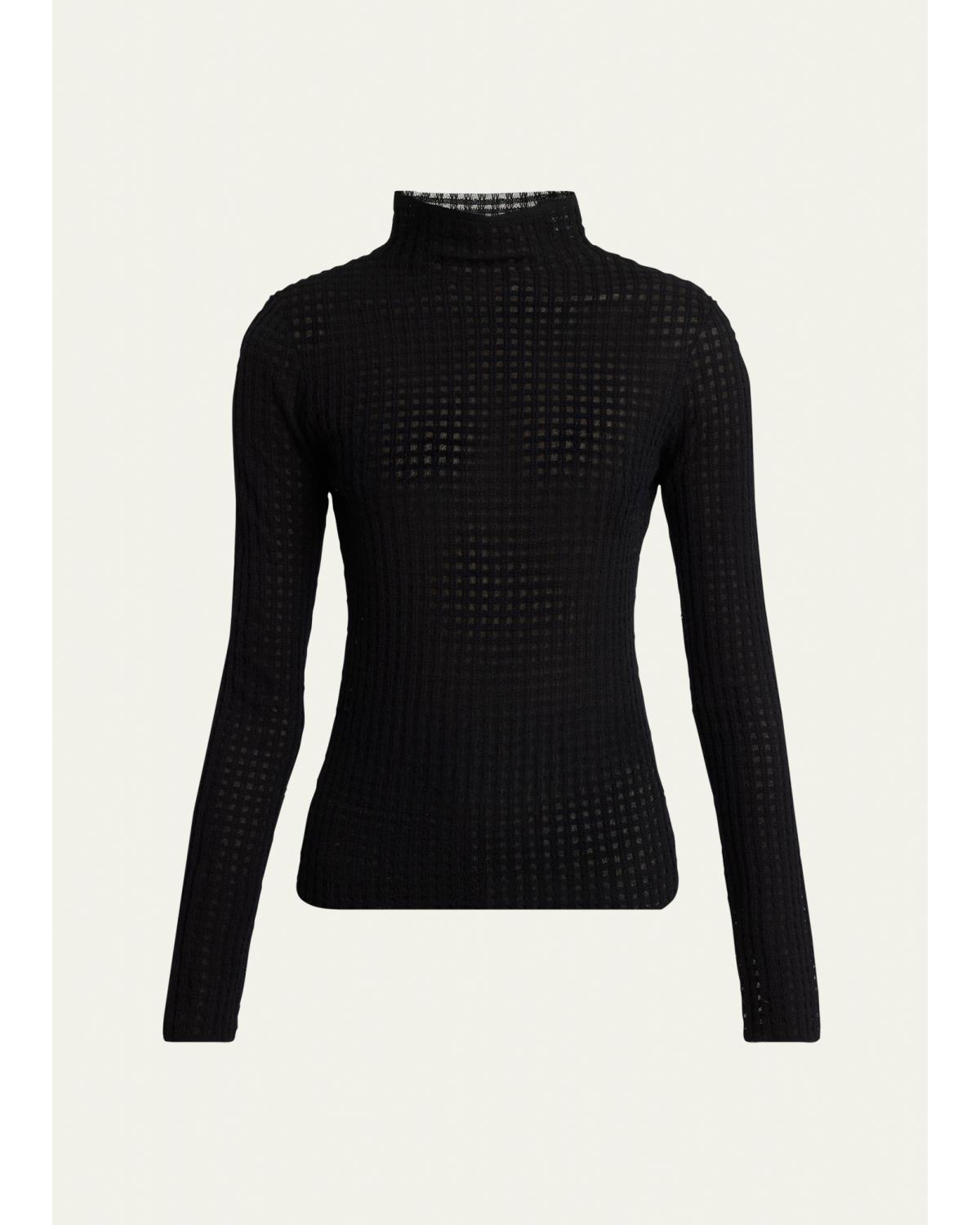Zella Check Merino Mock-Neck Top