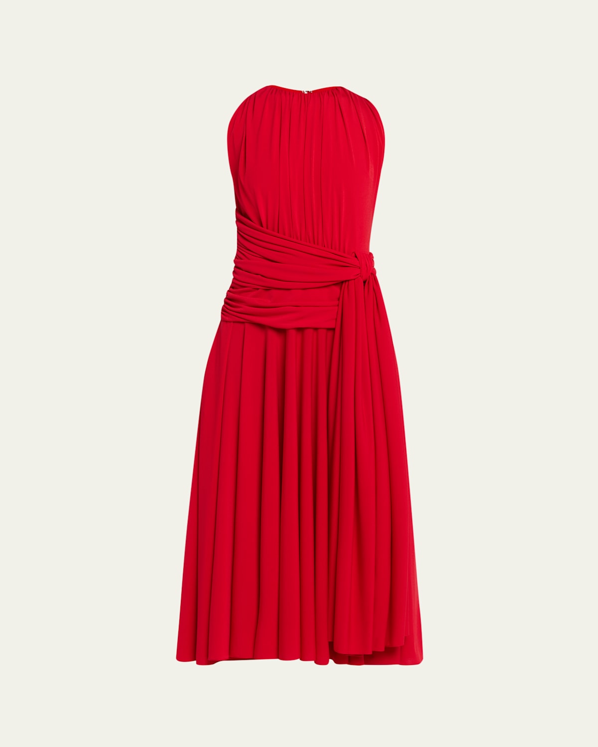 Brandon Maxwell The Isadora Sleeveless Draped Dress In Red