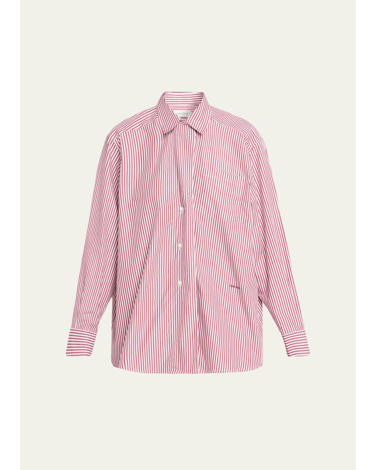Asymmetric Striped Cotton Poplin Shirt