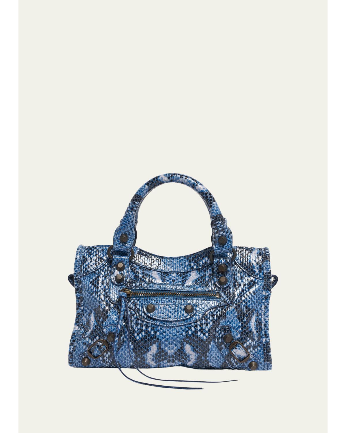 Le City Mini Python-Embossed Leather Top-Handle Bag