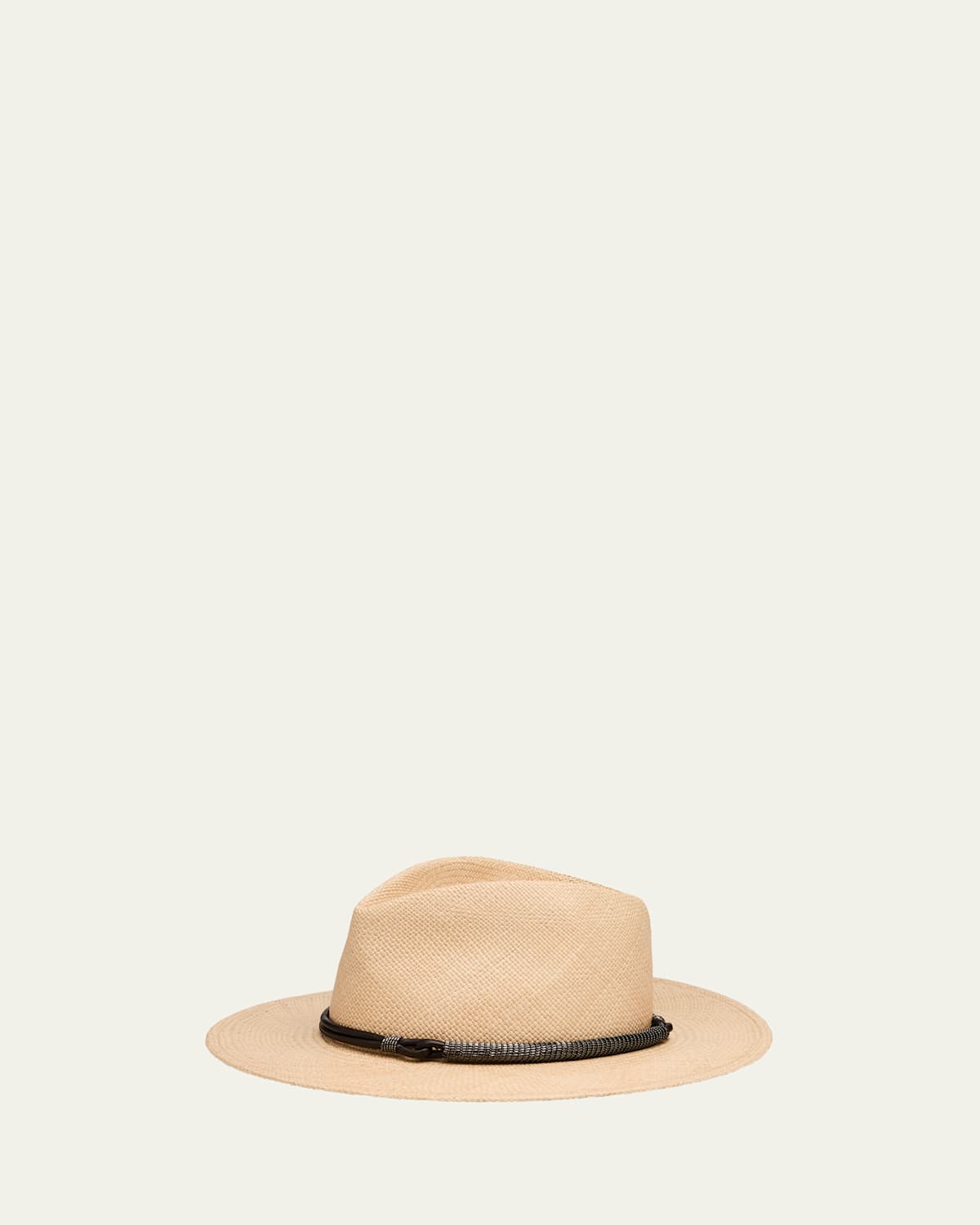 Brunello Cucinelli Straw Fedora With Precious Leather Band