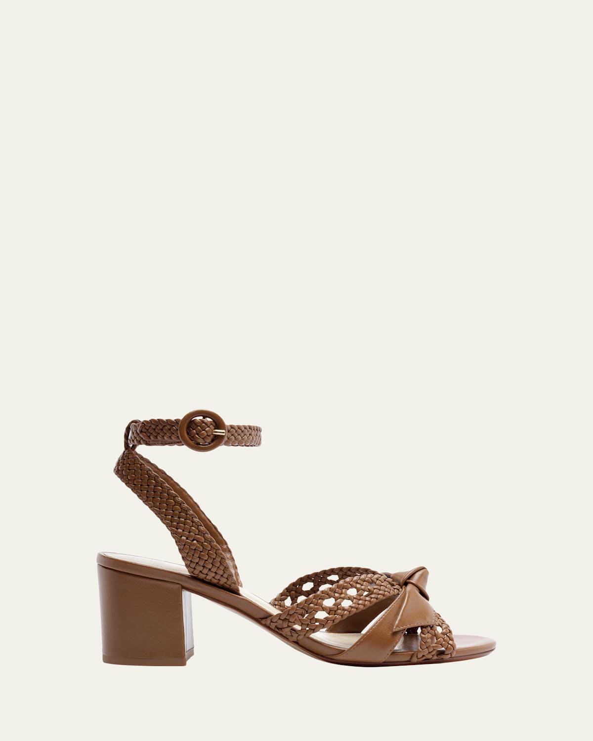 Alexandre Birman 85mm Suelita Woven Leather Block-Heel Sandals