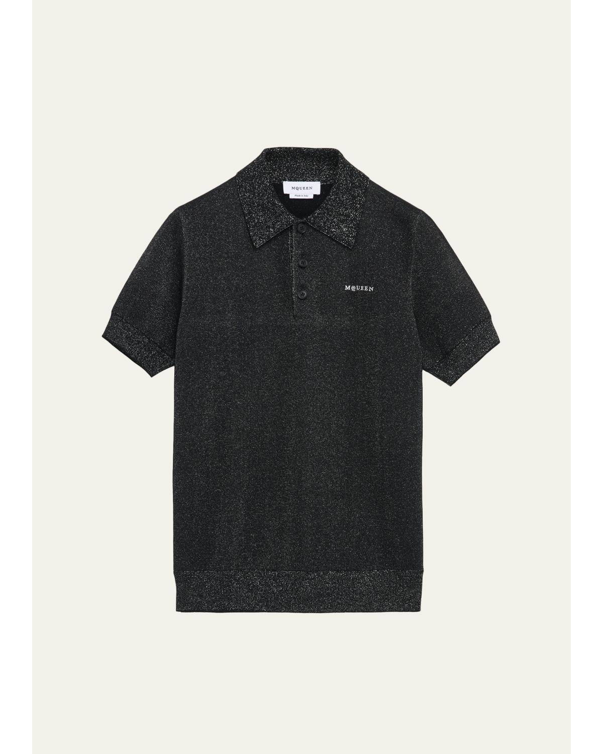 Men's Logo Metallic Wool Polo Shirt