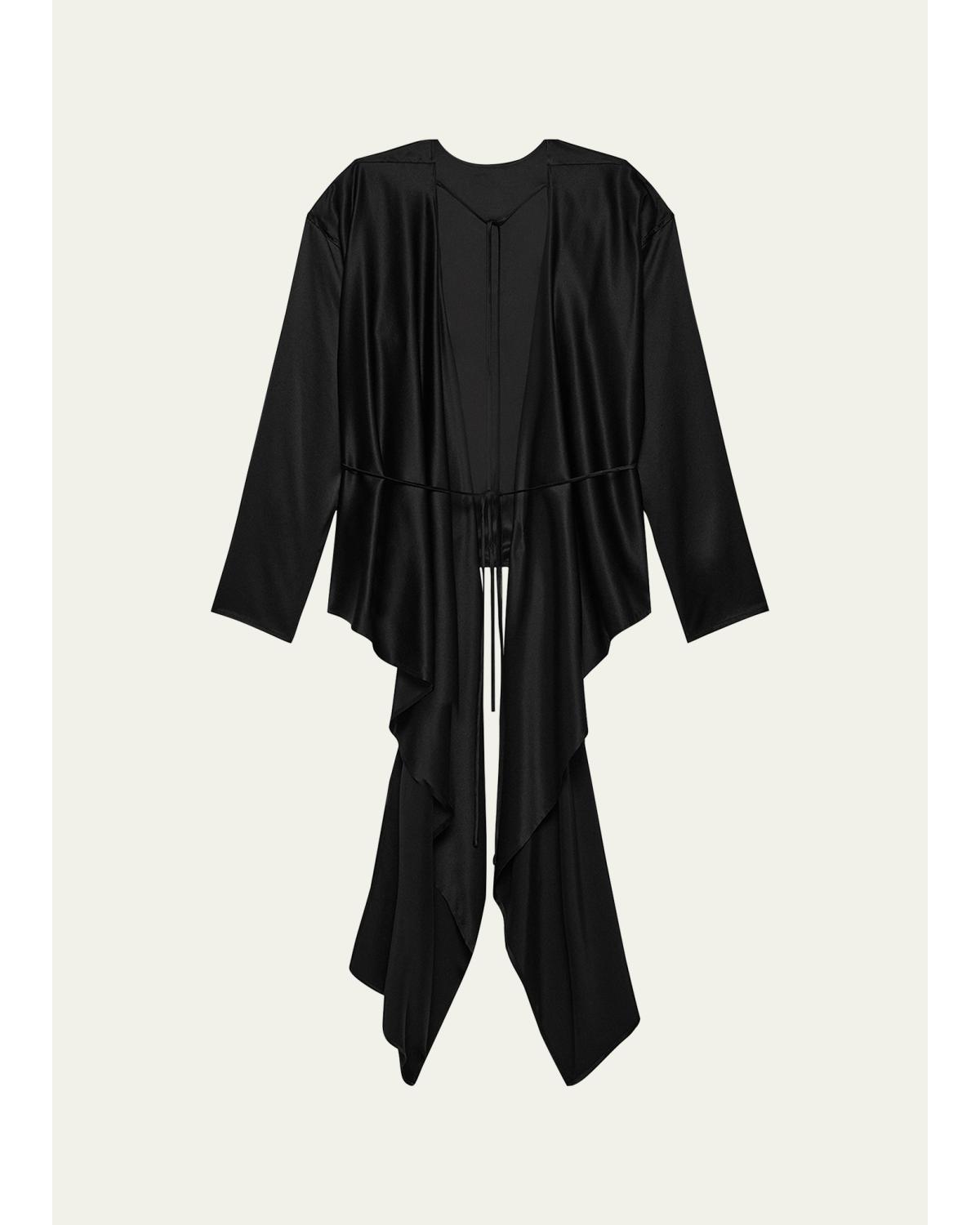 Draped Silk Satin Scarf Top