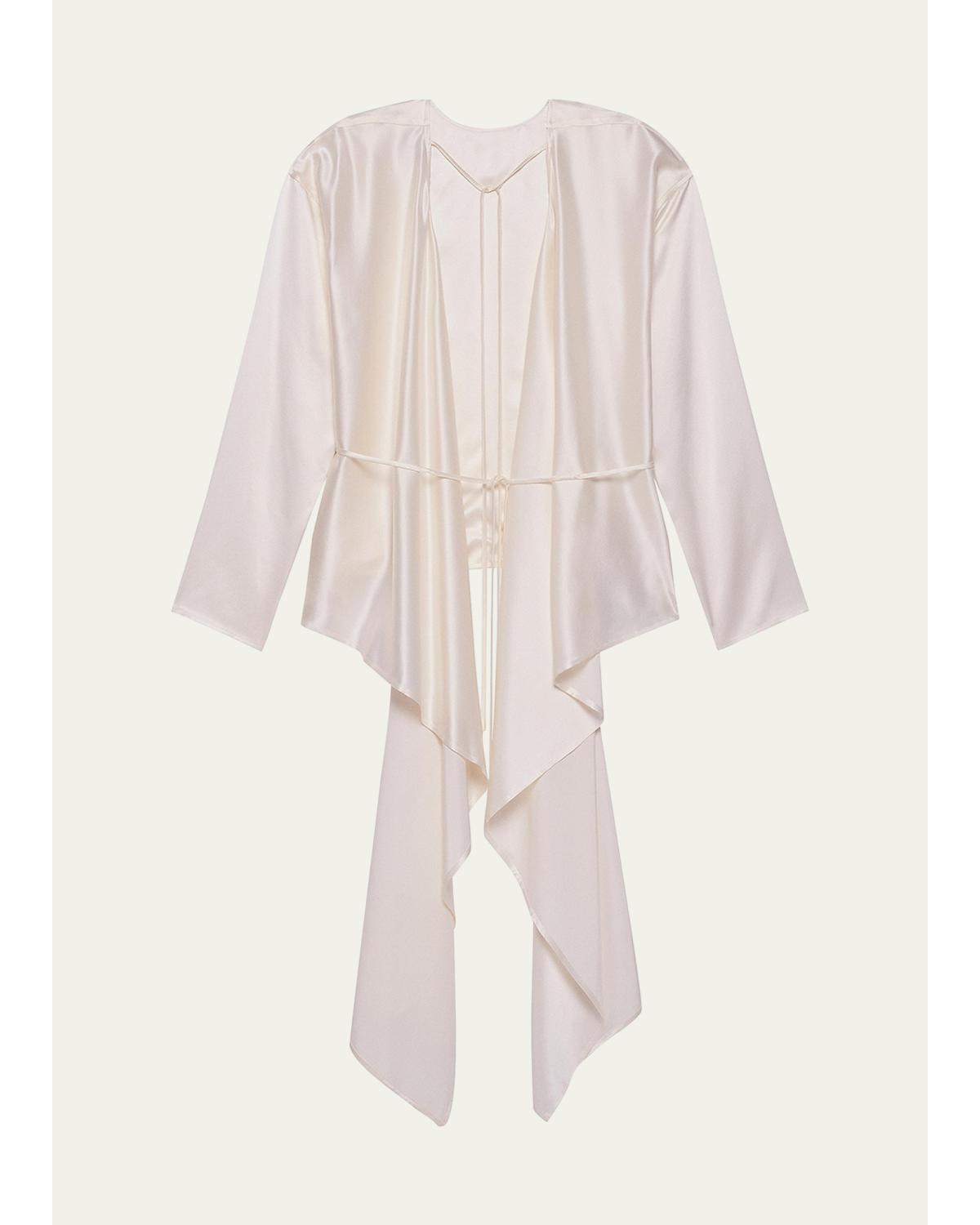 Draped Silk Satin Scarf Top