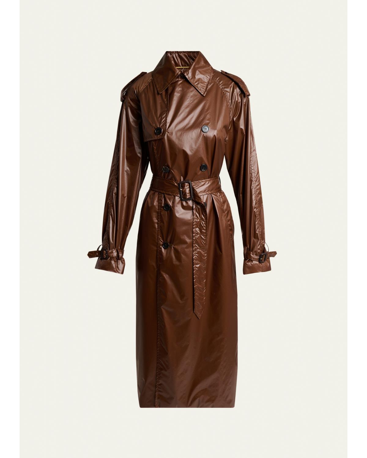Weather-Repellant Double-Breasted Trench Coat