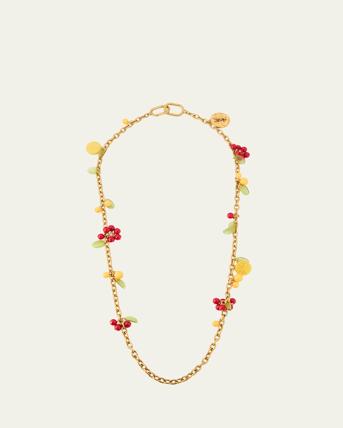 Saint Laurent Cherry Charms Bag Chain In Gold