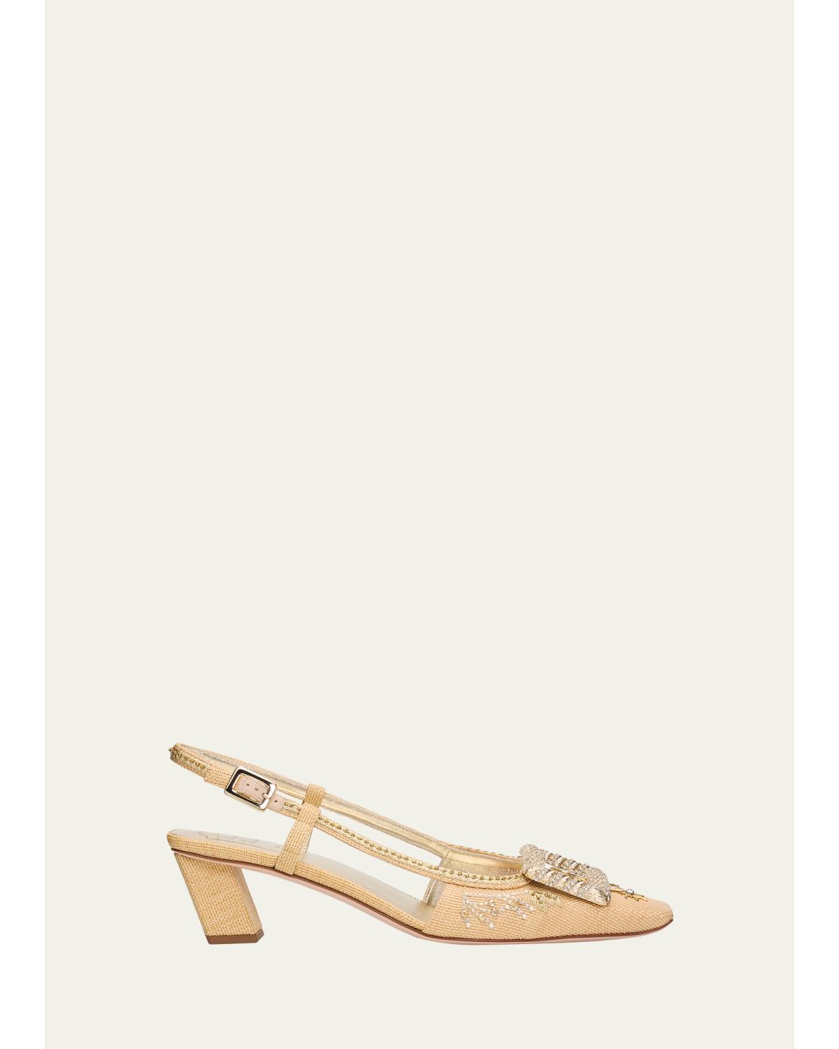 45Mm Belle Vivier Embellished Canvas Slingback