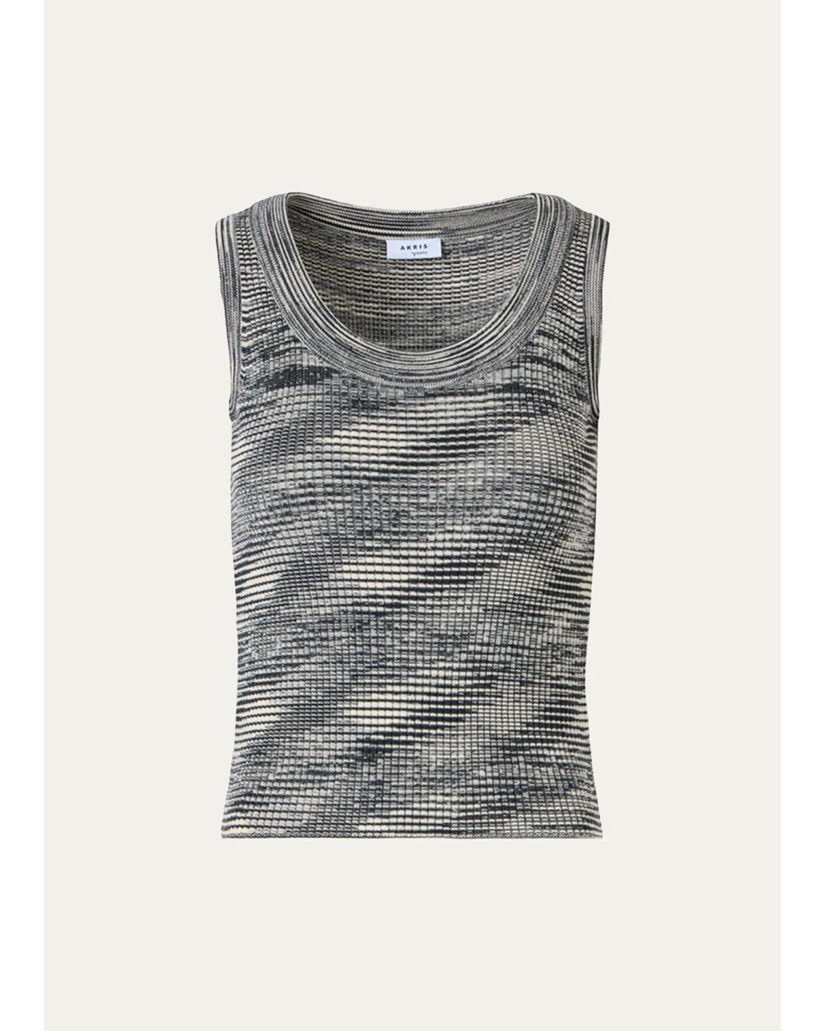 Scoop-Neck Space Dye Merino Wool Rib Tank Top